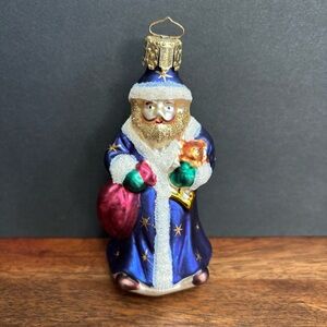 Christopher Radko Petite PERE NOEL Santa Blue Christmas ornament